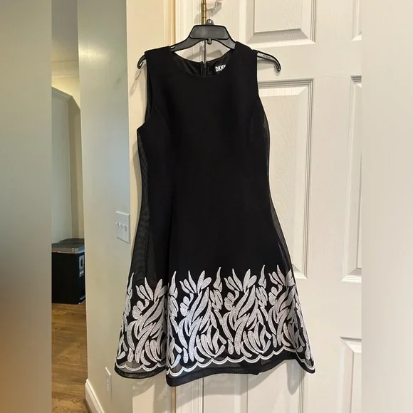 black dress embroidered roses RIXO Iggy Embroidered Linen Rose Trail Embroidery Black main image 0